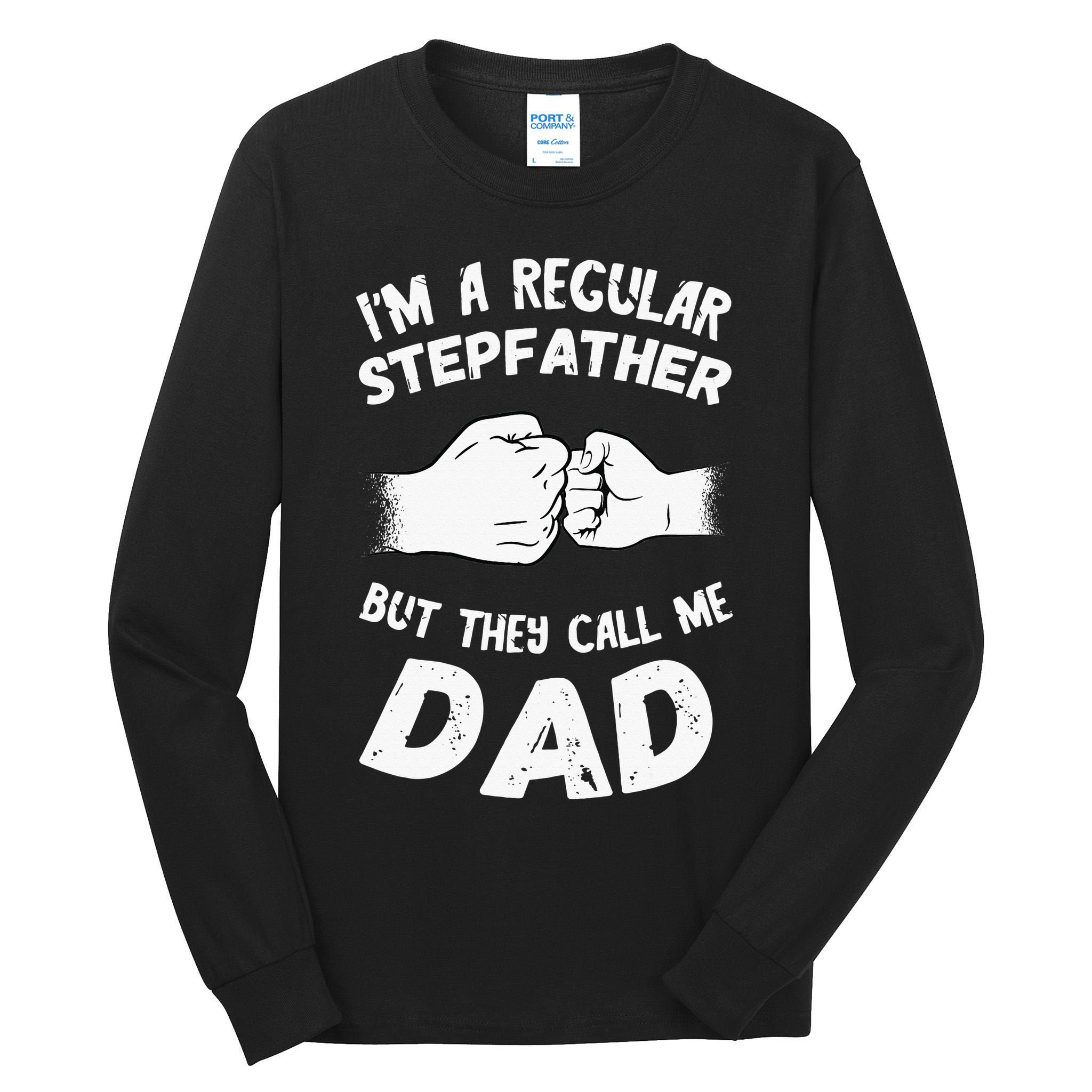 Fathers Day Handshake Fist Bump Step Father Cool Fatherhood Tall Long Sleeve T-Shirt