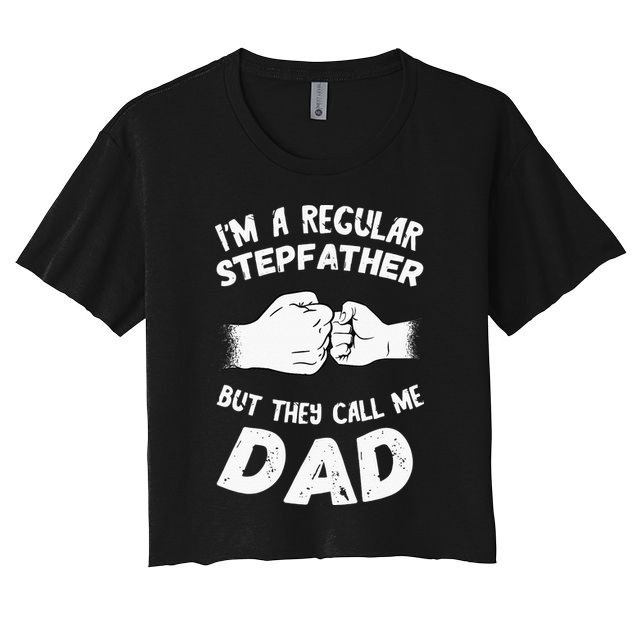 Fathers Day Handshake Fist Bump Step Father Cool Fatherhood Crop Top