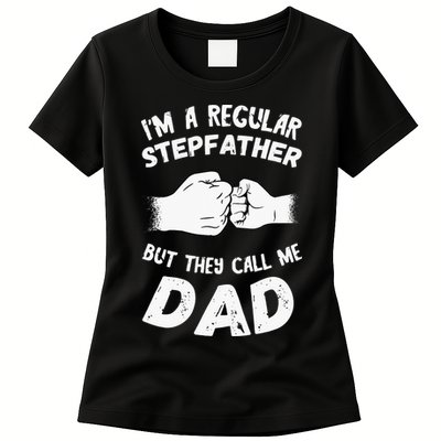 Fathers Day Handshake Fist Bump Step Father Cool Fatherhood Womens T-Shirt