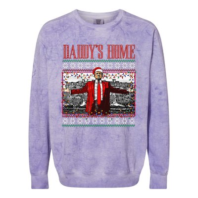 Funny DaddyS Home Trump Ugly Christmas Sweater Xmas Pajamas Colorblast Crewneck Sweatshirt