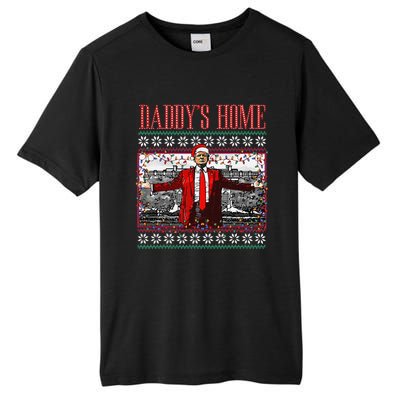 Funny DaddyS Home Trump Ugly Christmas Sweater Xmas Pajamas Tall Fusion ChromaSoft Performance T-Shirt