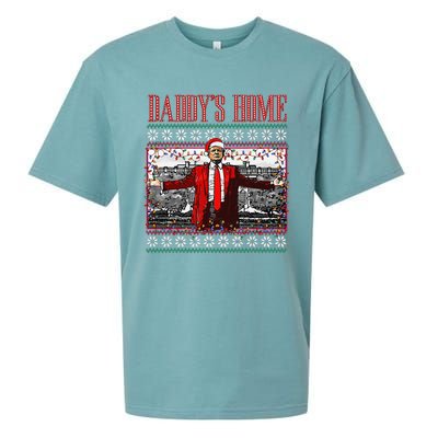 Funny DaddyS Home Trump Ugly Christmas Sweater Xmas Pajamas Sueded Cloud Jersey T-Shirt