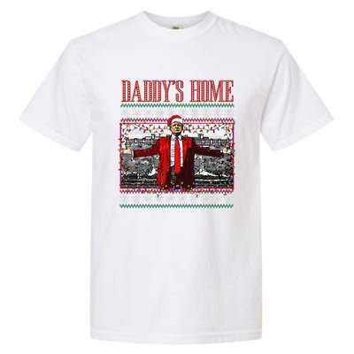 Funny DaddyS Home Trump Ugly Christmas Sweater Xmas Pajamas Garment-Dyed Heavyweight T-Shirt