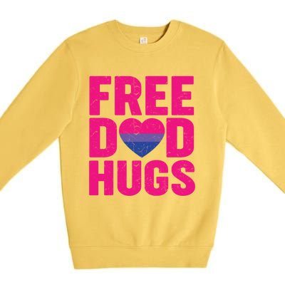 Free Dad Hugs Lgbt Bisexual Pride Gay Fathers Day Gift Premium Crewneck Sweatshirt