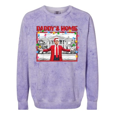 Funny DaddyS Home Trump Ugly Christmas Sweater Xmas Pajamas Sweatshirt Colorblast Crewneck Sweatshirt