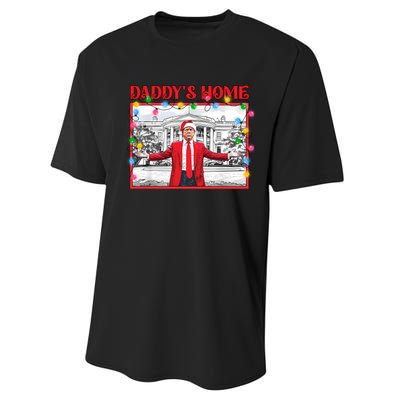 Funny DaddyS Home Trump Ugly Christmas Sweater Xmas Pajamas Sweatshirt Performance Sprint T-Shirt