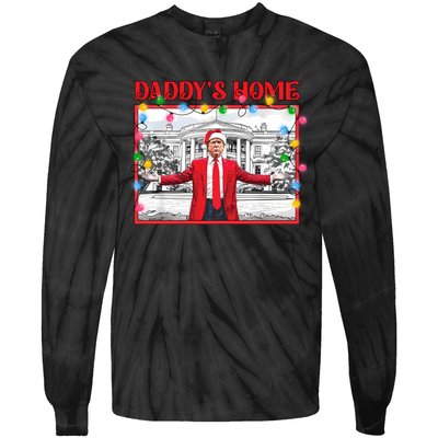 Funny DaddyS Home Trump Ugly Christmas Sweater Xmas Pajamas Sweatshirt Tie-Dye Long Sleeve Shirt