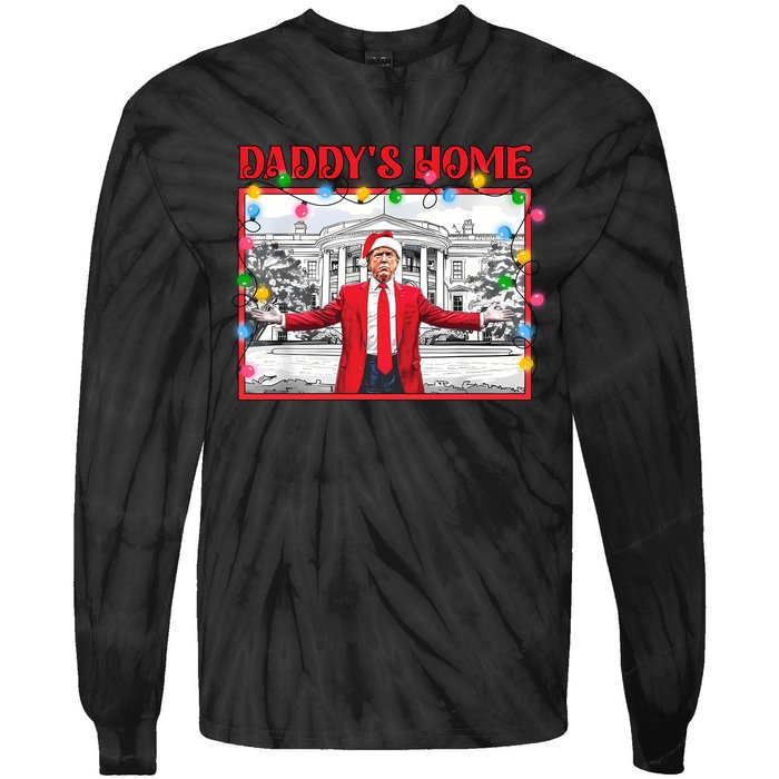 Funny DaddyS Home Trump Ugly Christmas Sweater Xmas Pajamas Sweatshirt Tie-Dye Long Sleeve Shirt