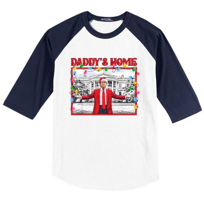 Funny DaddyS Home Trump Ugly Christmas Sweater Xmas Pajamas Sweatshirt Baseball Sleeve Shirt