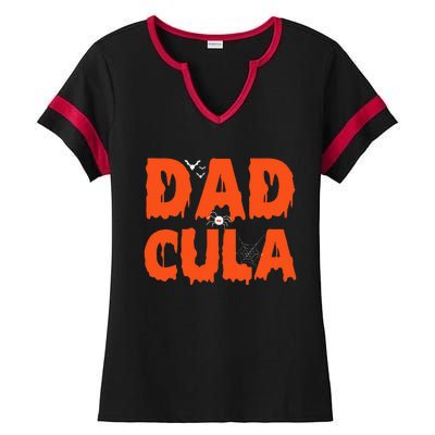 Funny Dadcula Halloween Dad Dracula Costume Momster matching Ladies Halftime Notch Neck Tee