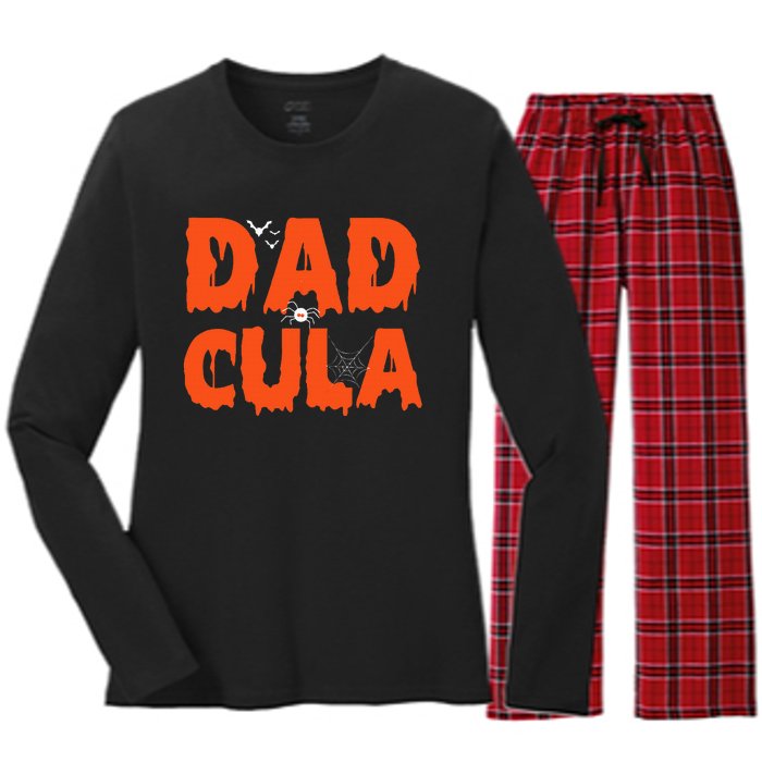 Funny Dadcula Halloween Dad Dracula Costume Momster matching Women's Long Sleeve Flannel Pajama Set 