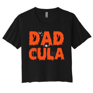 Funny Dadcula Halloween Dad Dracula Costume Momster matching Women's Crop Top Tee