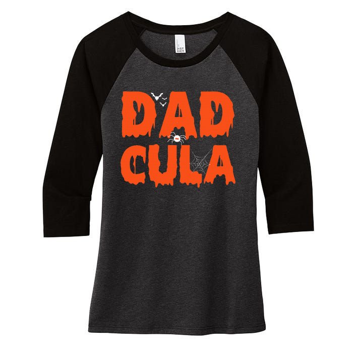 Funny Dadcula Halloween Dad Dracula Costume Momster matching Women's Tri-Blend 3/4-Sleeve Raglan Shirt