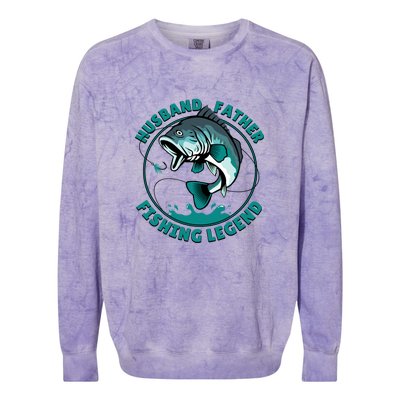 Father's Day Husband Father Fishing Legend Gift Colorblast Crewneck Sweatshirt