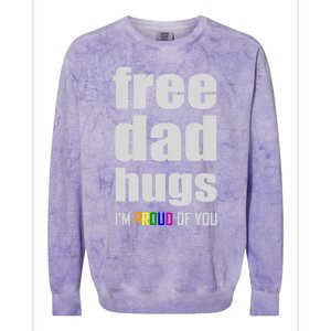 Free Dad Hugs Lgbt Pride Month Lgbtq Rainbow Flag Meaningful Gift Colorblast Crewneck Sweatshirt