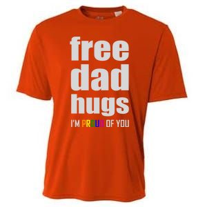 Free Dad Hugs Lgbt Pride Month Lgbtq Rainbow Flag Meaningful Gift Cooling Performance Crew T-Shirt