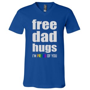 Free Dad Hugs Lgbt Pride Month Lgbtq Rainbow Flag Meaningful Gift V-Neck T-Shirt