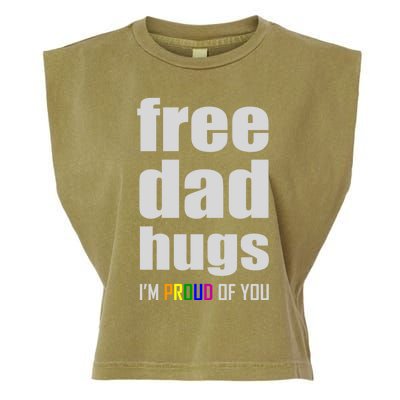 Free Dad Hugs Lgbt Pride Month Lgbtq Rainbow Flag Meaningful Gift Garment-Dyed Women's Muscle Tee