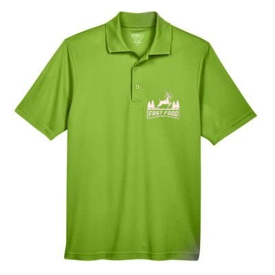 Funny Deer Hunting Season Fast Food Hunter Men's Origin Performance Pique Polo