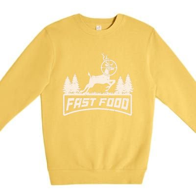 Funny Deer Hunting Season Fast Food Hunter Premium Crewneck Sweatshirt