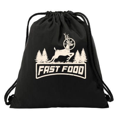 Funny Deer Hunting Season Fast Food Hunter Drawstring Bag