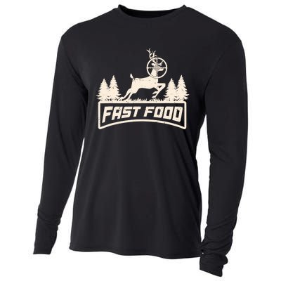 Funny Deer Hunting Season Fast Food Hunter Cooling Performance Long Sleeve Crew