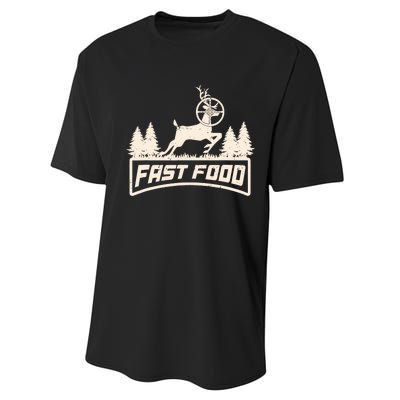 Funny Deer Hunting Season Fast Food Hunter Performance Sprint T-Shirt