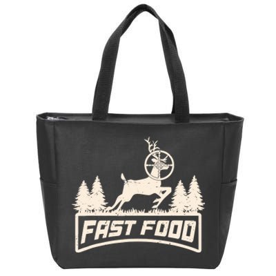 Funny Deer Hunting Season Fast Food Hunter Zip Tote Bag