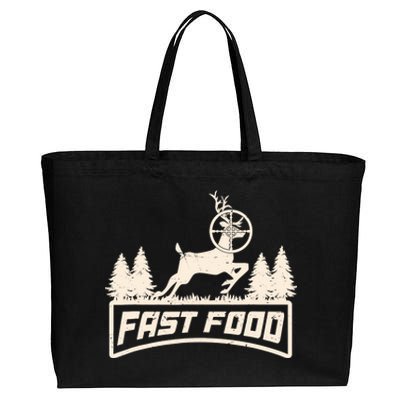 Funny Deer Hunting Season Fast Food Hunter Cotton Canvas Jumbo Tote