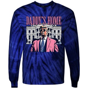 Funny DaddyS Home Trump Pin.K 2024 Take America Back 2024 Tie-Dye Long Sleeve Shirt