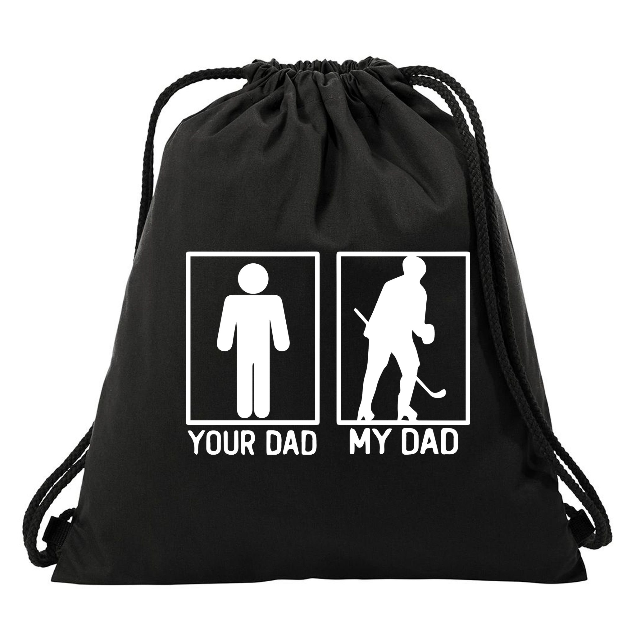 Father's Day Hockey Ball Your Dad Vs My Dad Hockey Ball Dad Gift Hockey Dad Drawstring Bag