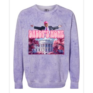 Funny DaddyS Home Trump Pink 2024 Colorblast Crewneck Sweatshirt