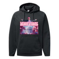 Funny DaddyS Home Trump Pink 2024 Performance Fleece Hoodie