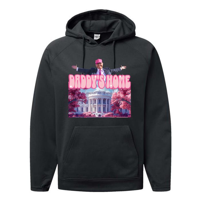 Funny DaddyS Home Trump Pink 2024 Performance Fleece Hoodie