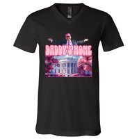 Funny DaddyS Home Trump Pink 2024 V-Neck T-Shirt