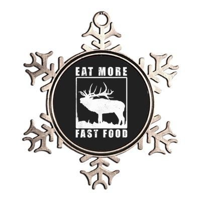 Funny Deer Hunting Season Eat More Fast Food Hunter Metallic Star Ornament