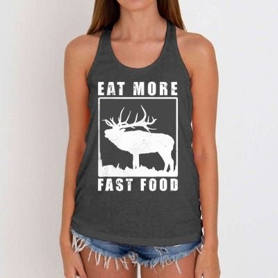 Funny Deer Hunting Season Eat More Fast Food Hunter Women's Knotted Racerback Tank