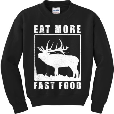 Funny Deer Hunting Season Eat More Fast Food Hunter Kids Sweatshirt