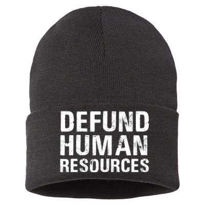 Funny Defund Human Resources Sustainable Knit Beanie