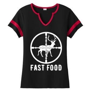 Funny Deer Hunting Season Fast Food Hunter Ladies Halftime Notch Neck Tee