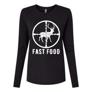 Funny Deer Hunting Season Fast Food Hunter Womens Cotton Relaxed Long Sleeve T-Shirt