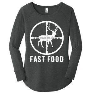 Funny Deer Hunting Season Fast Food Hunter Women's Perfect Tri Tunic Long Sleeve Shirt