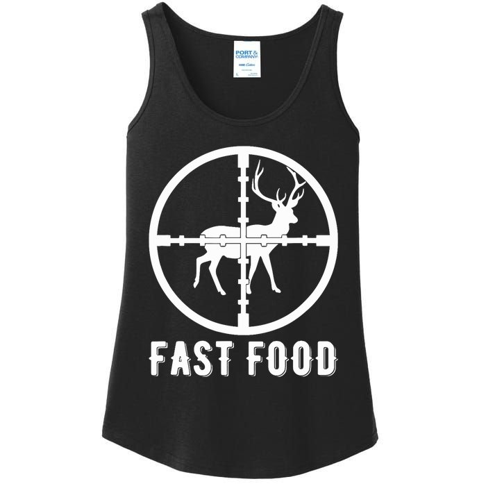 Funny Deer Hunting Season Fast Food Hunter Ladies Essential Tank