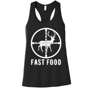 Funny Deer Hunting Season Fast Food Hunter Women's Racerback Tank