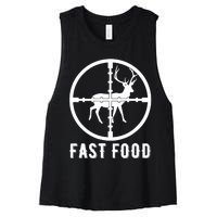 Funny Deer Hunting Season Fast Food Hunter Women's Racerback Cropped Tank