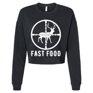 Funny Deer Hunting Season Fast Food Hunter Cropped Pullover Crew