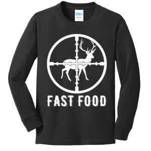 Funny Deer Hunting Season Fast Food Hunter Kids Long Sleeve Shirt