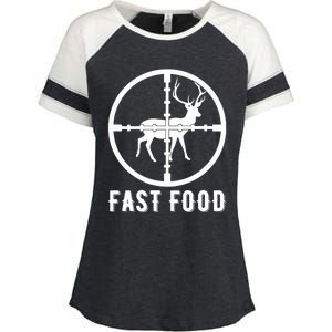 Funny Deer Hunting Season Fast Food Hunter Enza Ladies Jersey Colorblock Tee