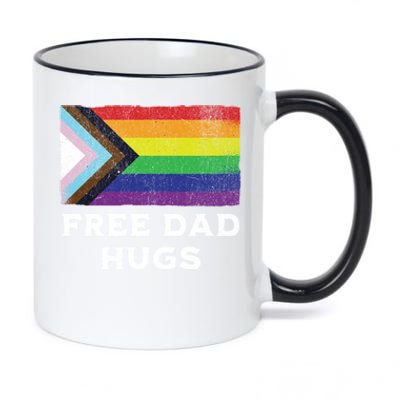 Free Dad Hugs Lgbt Rainbow Pride Fathers Day Pride Month Gift 11oz Black Color Changing Mug