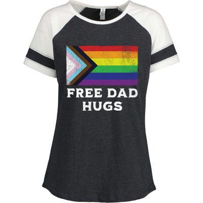 Free Dad Hugs Lgbt Rainbow Pride Fathers Day Pride Month Gift Enza Ladies Jersey Colorblock Tee